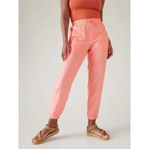 Athleta Retreat 100% Linen Jogger Women's 2 Sunset‎ Glow 531704-05 NWOT